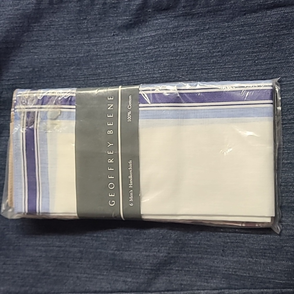 Vintage Geoffrey Beene 6pk 100% Cotton Handkerchiefs